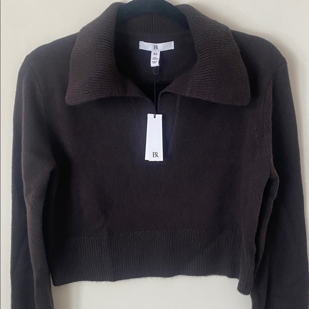 🆕 Banana Republic Cashmere Cropped Rugby Polo Sweater - Picture 3 of 5